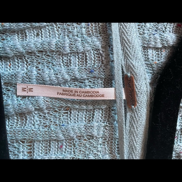 Free People Light Blue Knit Hoodie - size M - Never worn - Picture 2 of 6